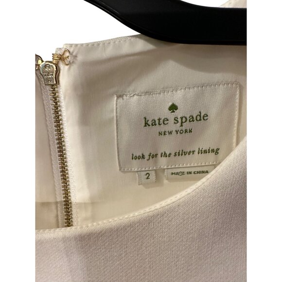 Kate Spade Ivory & Black Bow Detail Sleeveless Dress Size 2 Fitted Silhouette Ba - Picture 5 of 5